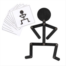 Esporte Homem de Madeira Material DIY Quebra-cabeça Brinquedos Jogo Educacional Preto
