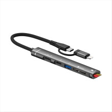 USB HUB s portom USB typu C a čítačkou kariet SD/TF pre PC/notebook