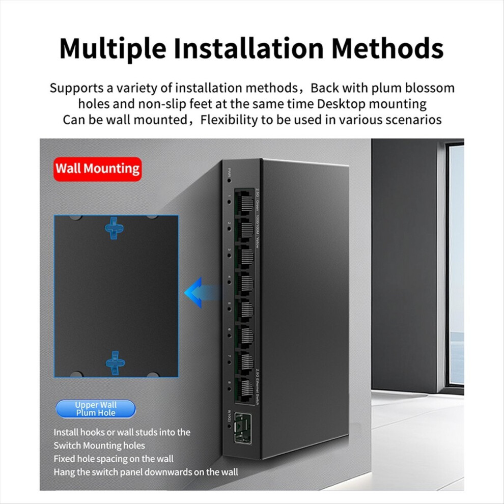 2.5Gb 8 Port Network Switch 2.5Gbps Unmanaged Ethernet Switch 4714188432107