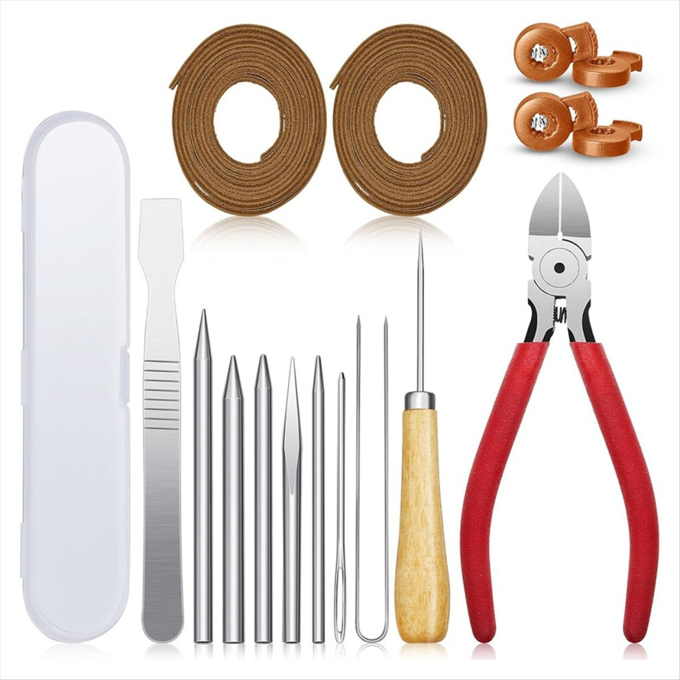 16 Pcs Glove Relacing Kit Needle Leather Cutter Scratch Awl Tool Set1 4714188429923