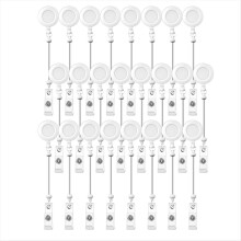 24 clips retráctiles para carrete de insignia con cuentas, color blanco