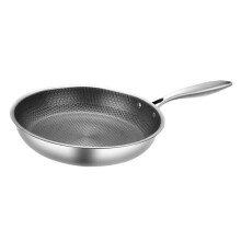 Stainless Steel Honeycomb Grain Frying Pan For Electric Stove, Rapid Heat Conduction, Deformation-Resistant Wok