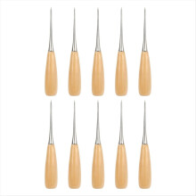 10 stuks leren naai-priem met houten handvat, leerbewerkingspriemgereedschap