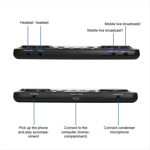 Κάρτα ήχου V300 Pro, συμβατή με Bluetooth, μίξερ ήχου με θύρα USB 2