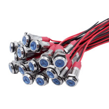 20 ks 6 mm kovových LED výstražných kontroliek, modrých