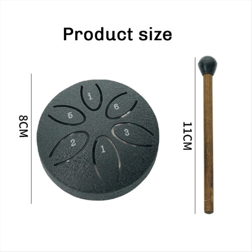 Tambor de chuva para áreas externas, tambor de língua de aço, 6 notas, 3 polegadas, preto 1