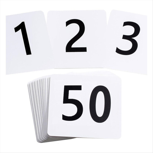 50 unidades de números de mesa 1-50, números de mesa 3,7 x 4 polegadas