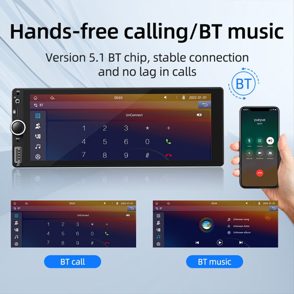 1 Din 6.86 Inch Car Radio Wireless Carplay Android A 4714188406313