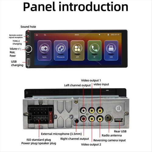 1 Din 6,86 tommer bilradio trådløs CarPlay Android A 2