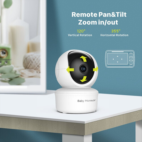 Monitor de bebê HD de 5 polegadas, monitor de vídeo para bebês, plugue do Reino Unido 1