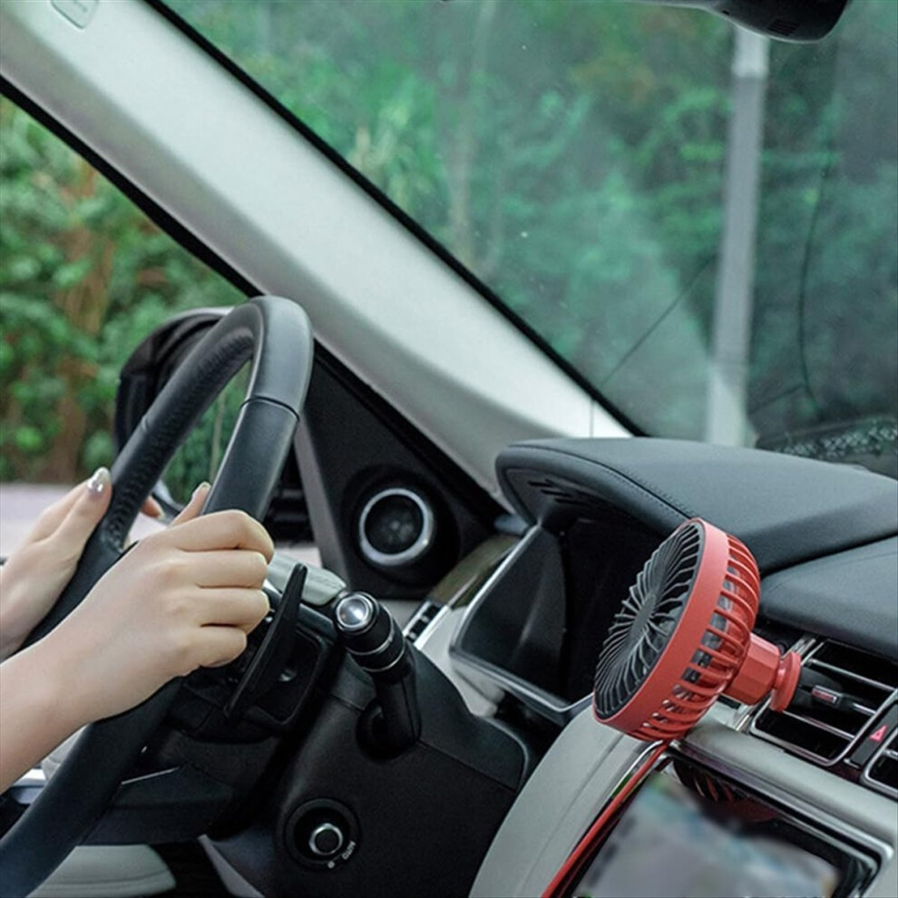 Car Fan With Light 12V-24V USB 3 Wind Speed A/C Vent Clip Fan White-image-OPC-PMD5J97-NEW