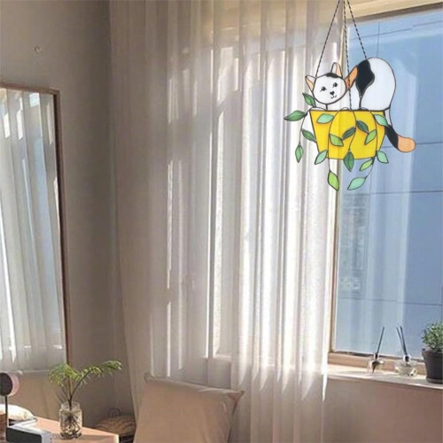 Γάτα σε γλάστρα, βιτρό παράθυρο Hangins, B 2