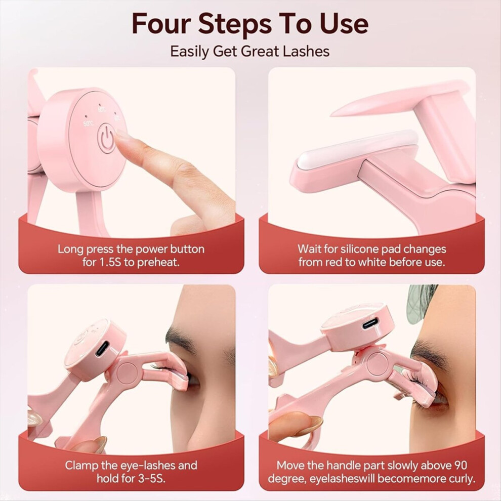 Pink Electric Eyelash Curler With 3 Heating Model Portable Eye Lash