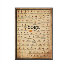 Ashtanga jóga pózdiagram vászonkép Vintage edzőtermi gyakorlat poszter