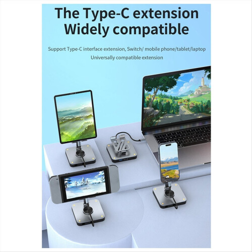 Supporto girevole pieghevole per docking station per console Switch 4K HD 1