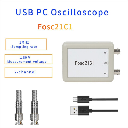 Fosc21C1 Παλμογράφος USB 2 καναλιών για υπολογιστή με ρυθμό δειγματοληψίας 1Mhz 1