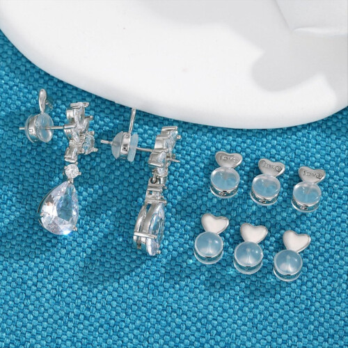 8PCS Earring Backs for -Ears,White Gold 2
