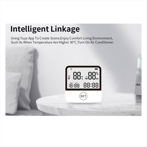 Sensor de temperatura e umidade Tuya Smart WIFI com display LCD 2