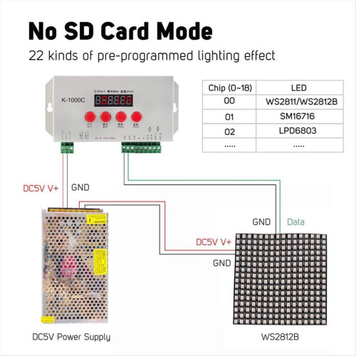 K1000C SD-kortcontroller RGB-controller LED-programcontroller 1