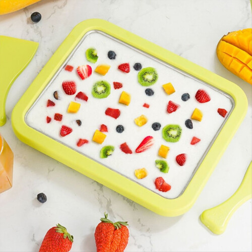 Instant Rolling Ice Yogurt Machine, Ice Cream Fruit Sorbet White 1