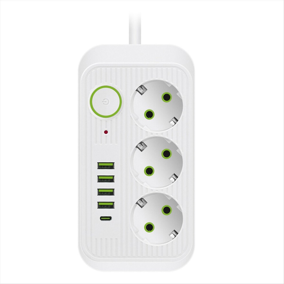 White 2M Eu Plug Multi-Standard Socket Extension Cord Power Strip 4711235806584