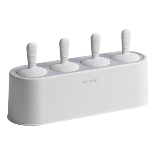 Home Popsicle Mold Set, 4-teiliges Popsicle Maker Set, Grau-Weiß