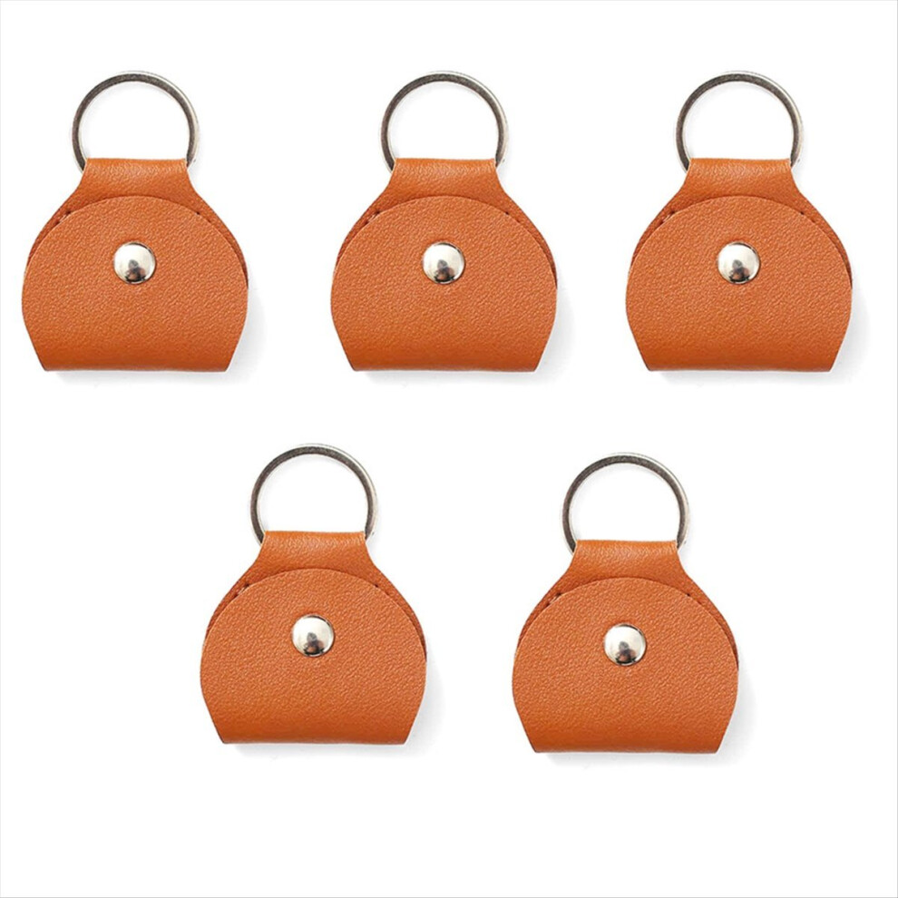 5X Guitar Pick Holder Keychain, Guitar Pick Holder Bag Brown-image-OPC-PMD65XS-NEW