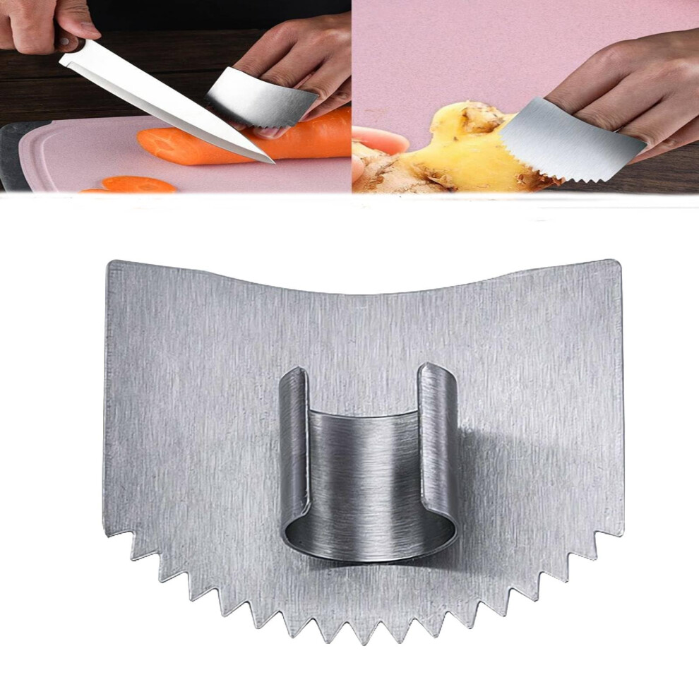 White Finger Guards For Cutting, Stainless Steel Finger Protector, Adjustable Size, For Slicing And Dicing, 1 Pcs