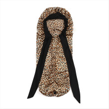 Dame Sovehatt Lang Hale Flettet Hår Nattsøvnhette Leopardprint