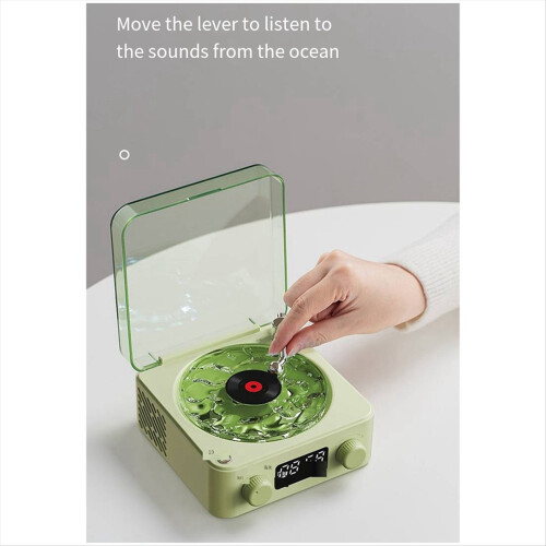 New Retro Alarm Clock Record Player Portable Subwoofer White 2