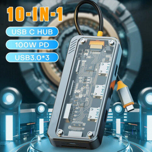 10v1 USB C Hub, Ethernet USB-C Multiport Adaptér 2