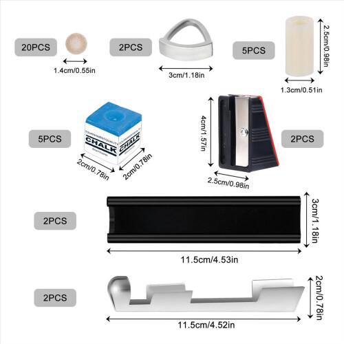 Kit De Réparation TOYMIS Pour Queues De Billard – 16 Pièces, Pinces, 10 Pointes, Coupe-bordures, Façonniers De Boules