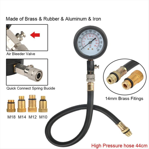 Gasoline Engine Compression Meter with M10 M14 Adapter 1