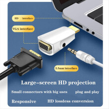 -kompatibel med VGA-adapter HD 1080p lydkonverter svart