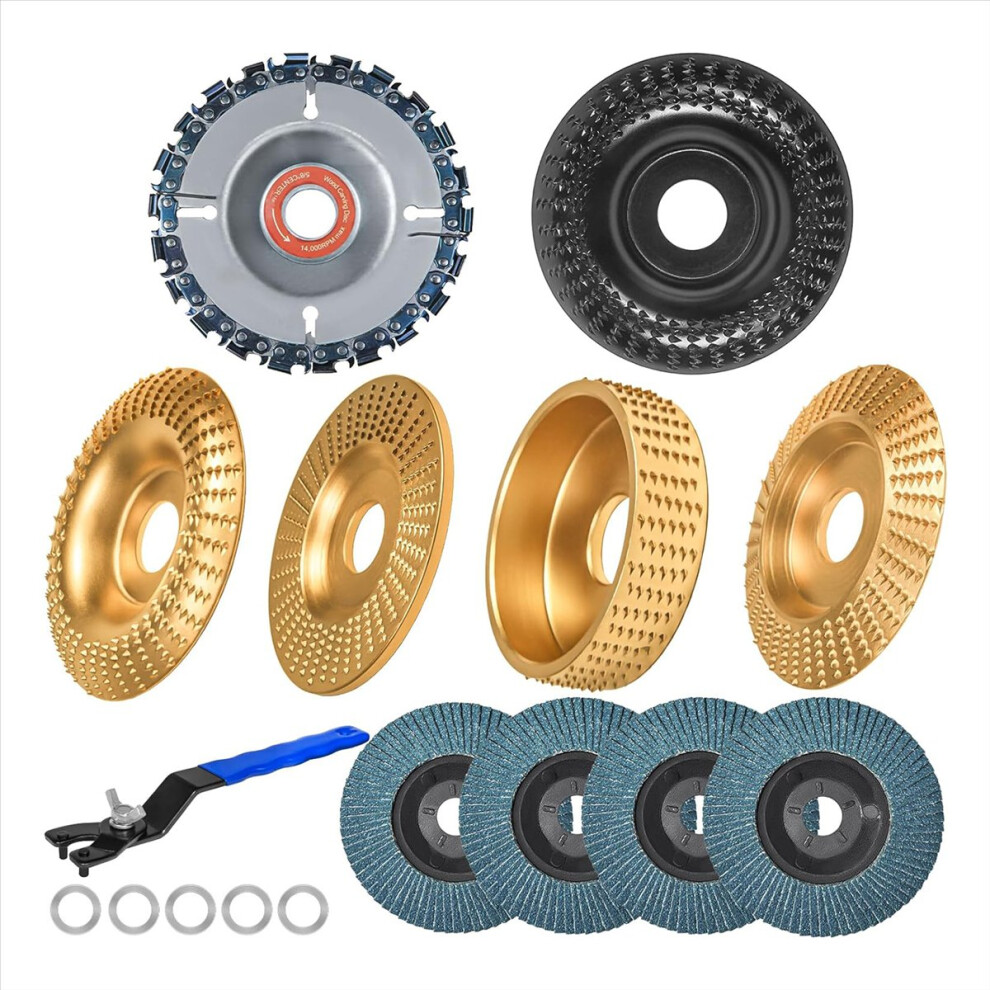 11Pcs Wood Carving Disc For 4Inch Or 4 1/2Inch Angle Grinder 4711874463933