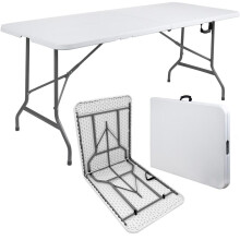 (Default) 6ft Trestle Table Heavy Duty Folding Table Camping Trestle Table for BBQ Picnic Party 180x70x73cm picnic table