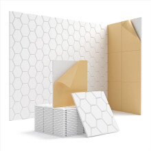 Panouri de perete fonoabsorbante, pachet de 15, 12x12x0,4 inci, albe