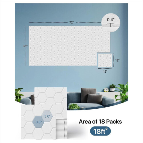 Πακέτο 15 ηχομονωτικών πάνελ τοίχου 12x12x0,4 ιντσών, λευκά 1