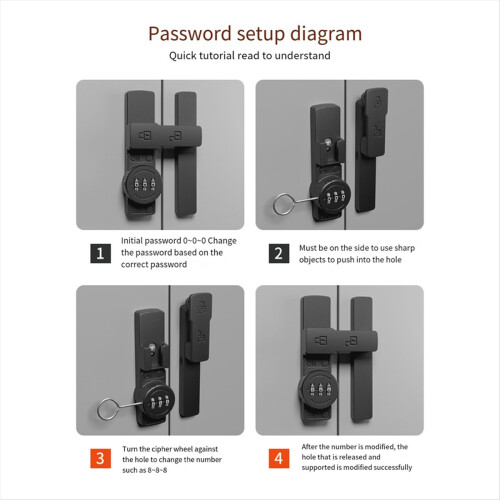 Lot De 2 Loquets De Sécurité Verrouillables - 90/180 ° - Serrure à Combinaison à 3 Chiffres - Avec Vis - Pour Petites Portes, Granges, Salle De Bain