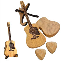 Gitár alakú gitárpengető tartó, fa akusztikus gitár pengetődoboz