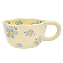 Cană de cafea elegantă din ceramică, cu motive florale, 250 ml, C