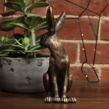 Gold Hare Ornament, Sitting Hare Antique Finish