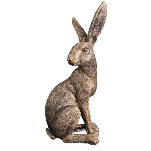 Gold Hare Ornament, Sitting Hare Antique Finish 2
