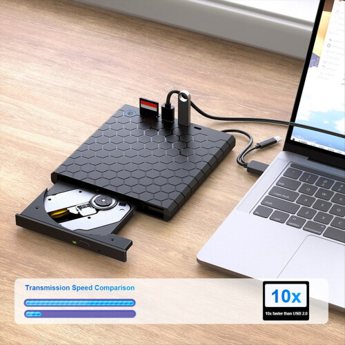 Εξωτερική μονάδα ανάγνωσης CD/DVD USB 3.0 με θύρες SD/TF για υπολογιστή 1