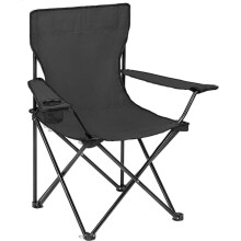 (2) Black Camping Chair Lightweight Folding Cup Holder Carry Bag 100kg Capacity