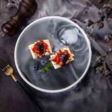Exquisite Plates Round Black And White Dry Ice Plates For Cold Dishes Hotel Supplies 22.5 Cm By 4 Cm One Color Tableware