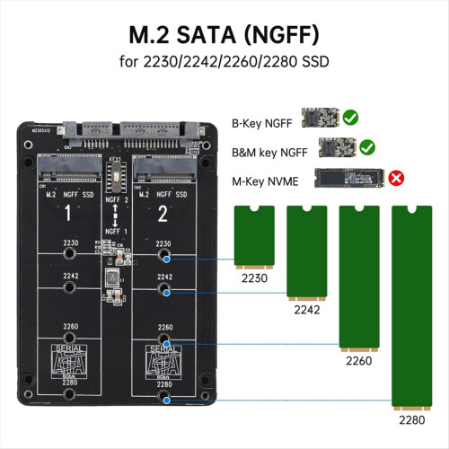 NGFF B-nøgle/nøgle M.2 NGFF SDD til 2,5 tommer III konverteradapter 2