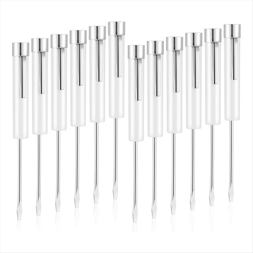 12 Pcs Pocket Screwdriver Top and Clip Flat Blade Screwdrivers, White-image-OPC-PMD6YXT-NEW