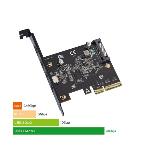 Κάρτα επέκτασης USB-C 3.2 Gen 2x2 PCI-e Gen 3 x4 Type-c 20Gbps ASMedia 1