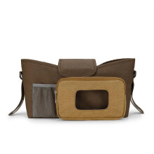 Stroller Bag Small Diaper Bag Stroller Organizer Insulated Cup Holder Shoulder Strap Outdoor Brown